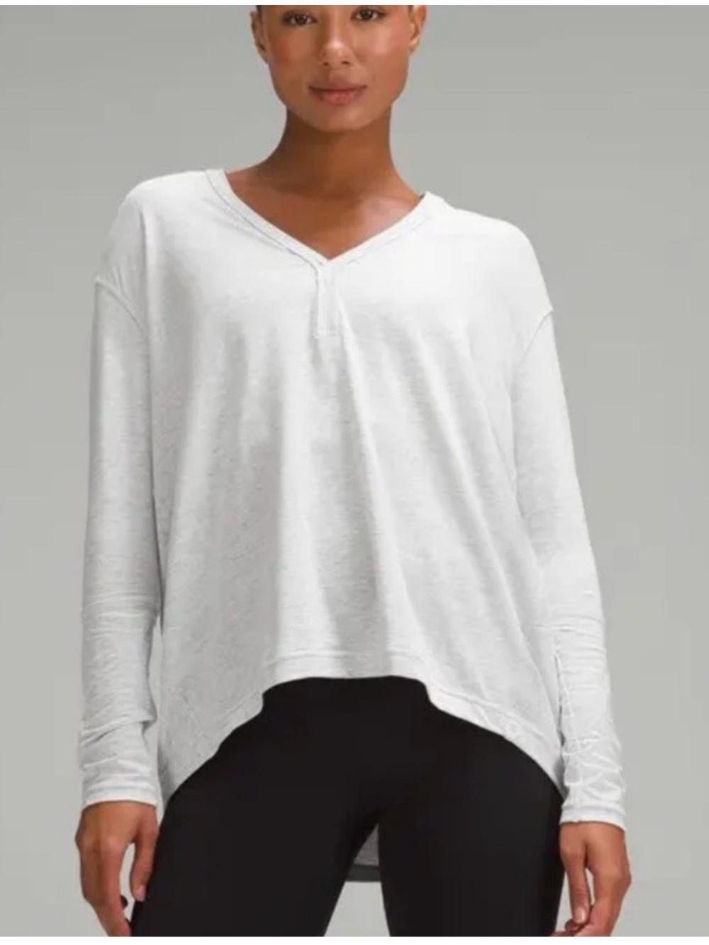 lululemon Back in Action Grey Long Sleeve V-Neck Top Size 2